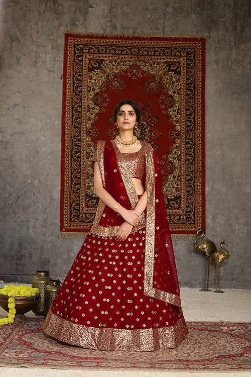 Traditional Indian Bridal Style Net Embroidered Lehenga Choli