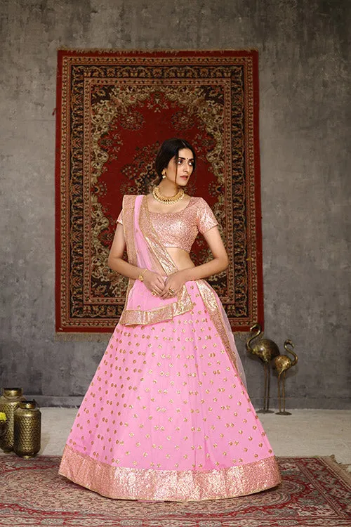 Traditional Indian Bridal Style Net Embroidered Lehenga Choli