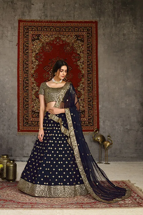 Traditional Indian Bridal Style Net Embroidered Lehenga Choli