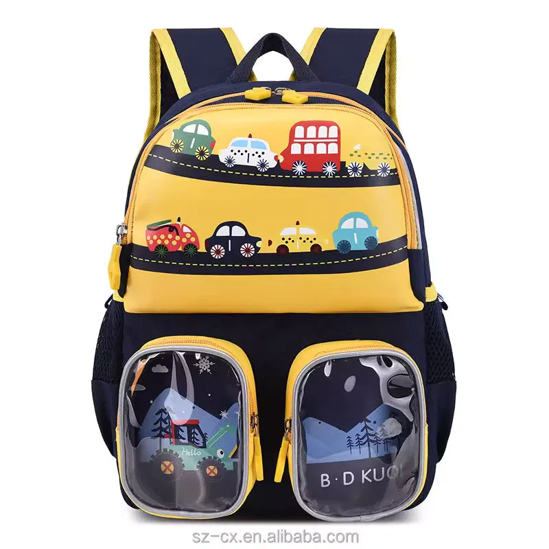 Trendy Cartoon Character Backpack for Kindergarten With Front Pockets