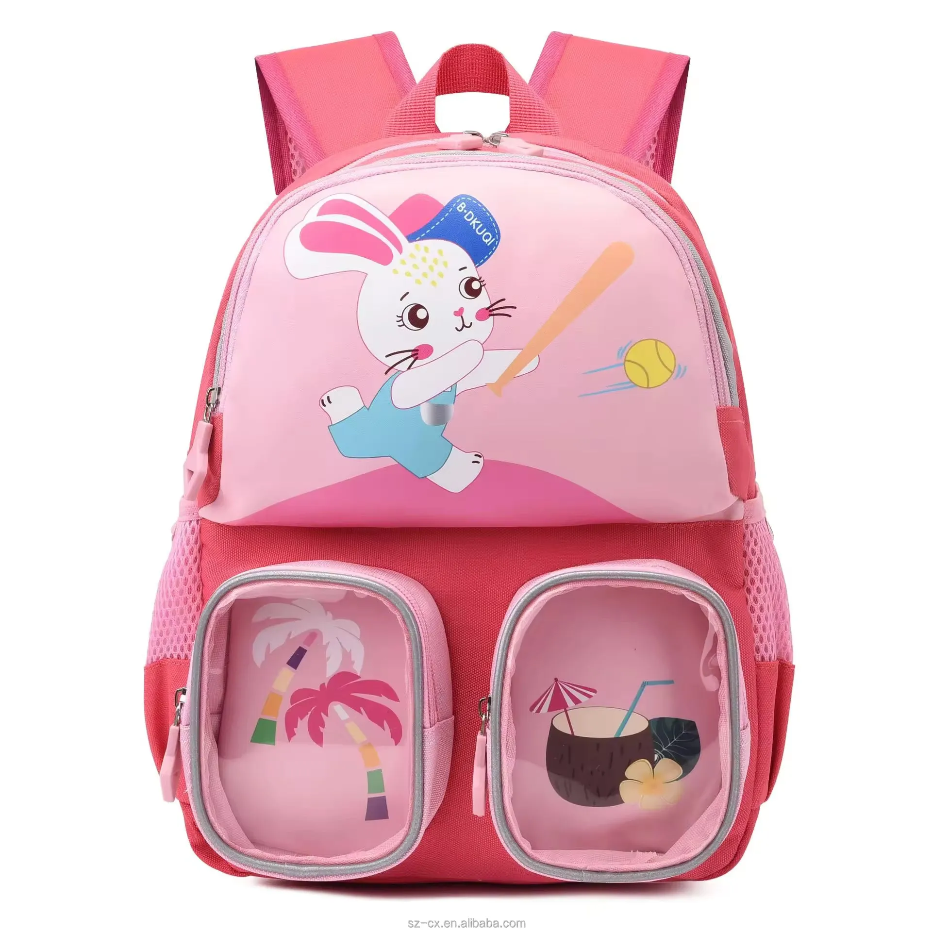 Trendy Cartoon Character Backpack for Kindergarten With Front Pockets