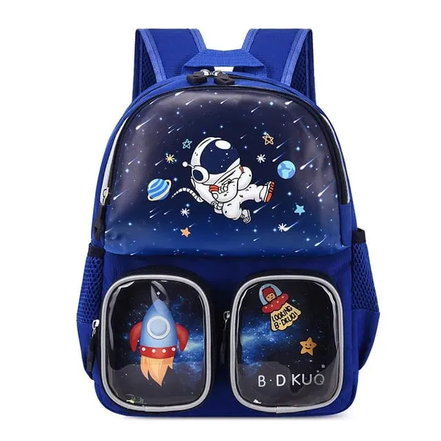 Trendy Cartoon Character Backpack for Kindergarten With Front Pockets