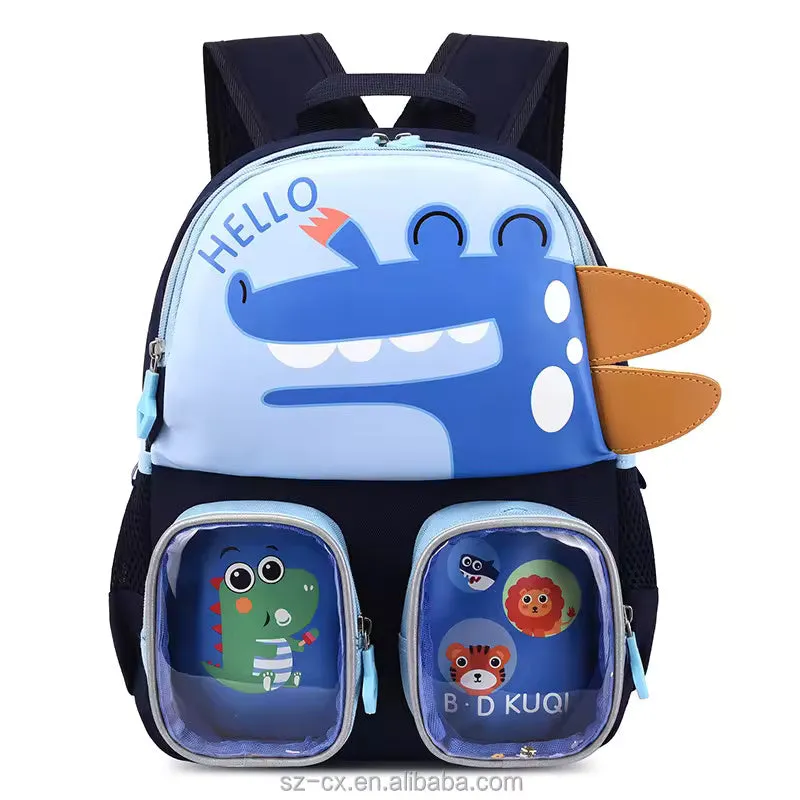 Trendy Cartoon Character Backpack for Kindergarten With Front Pockets