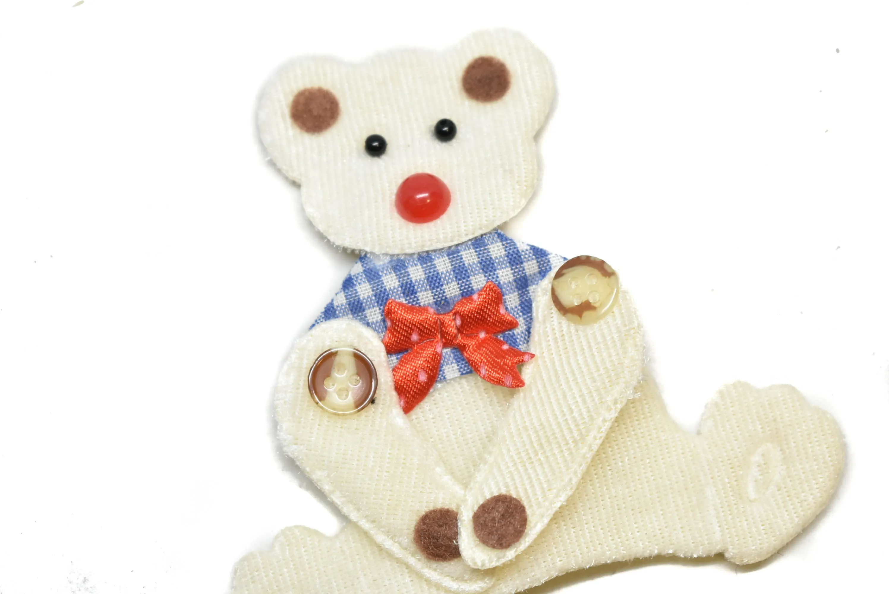 White Bear with Bowtie Patch Applique 4.25'' x 4.50'' - 1 Piece