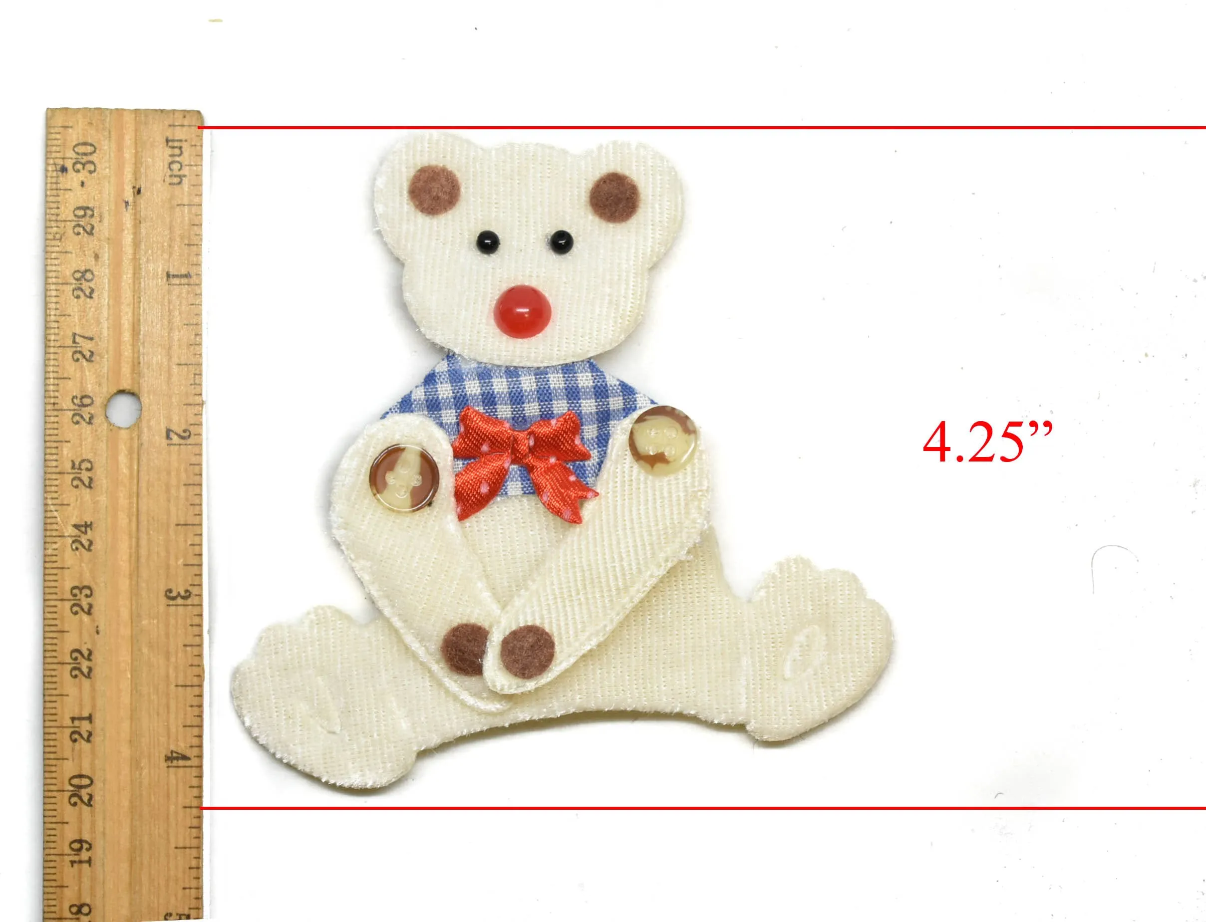 White Bear with Bowtie Patch Applique 4.25'' x 4.50'' - 1 Piece