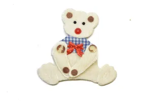 White Bear with Bowtie Patch Applique 4.25'' x 4.50'' - 1 Piece