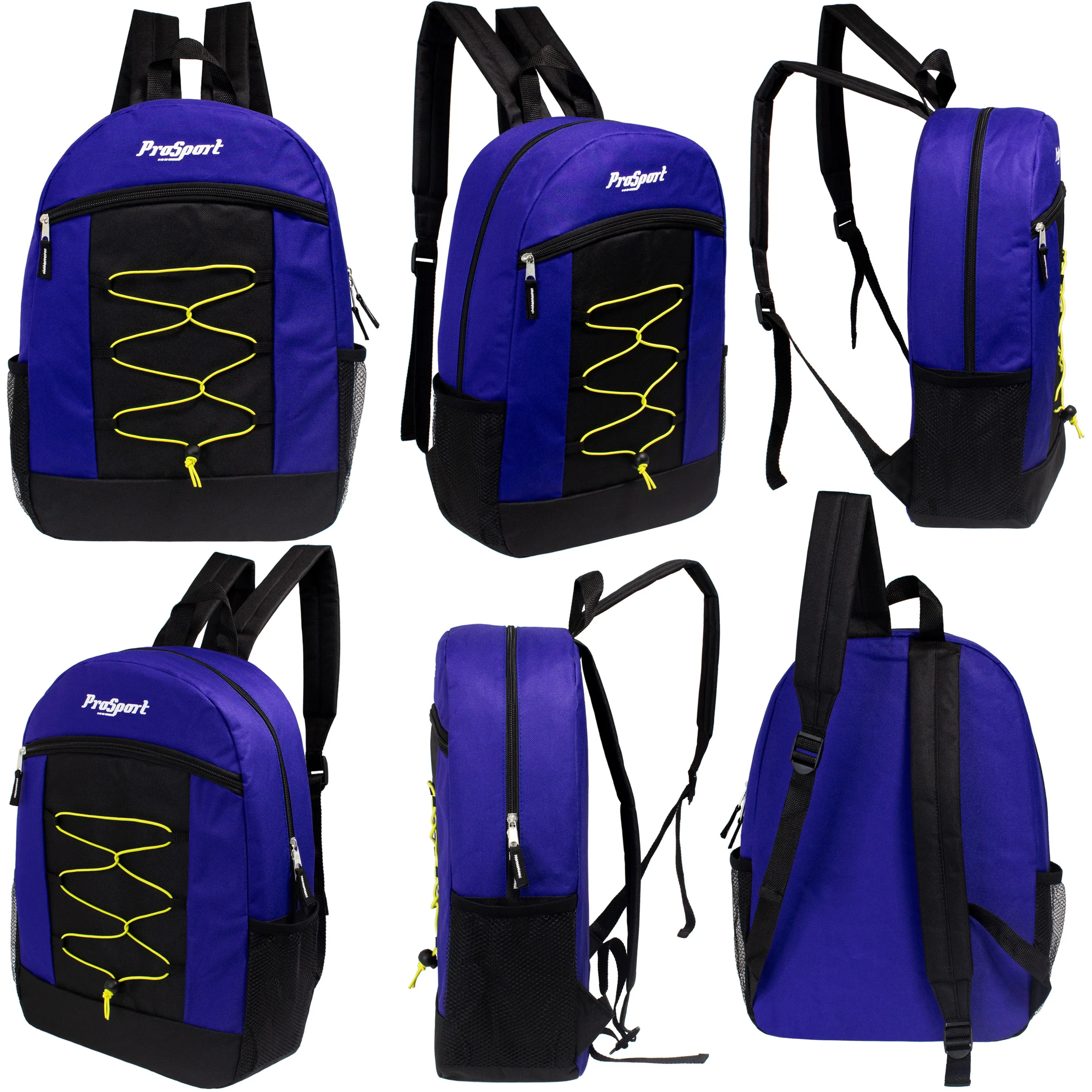 Wholesale 17" Bungee Backpack in 4 Assorted Colors - Bulk Case of 24 Bookbags