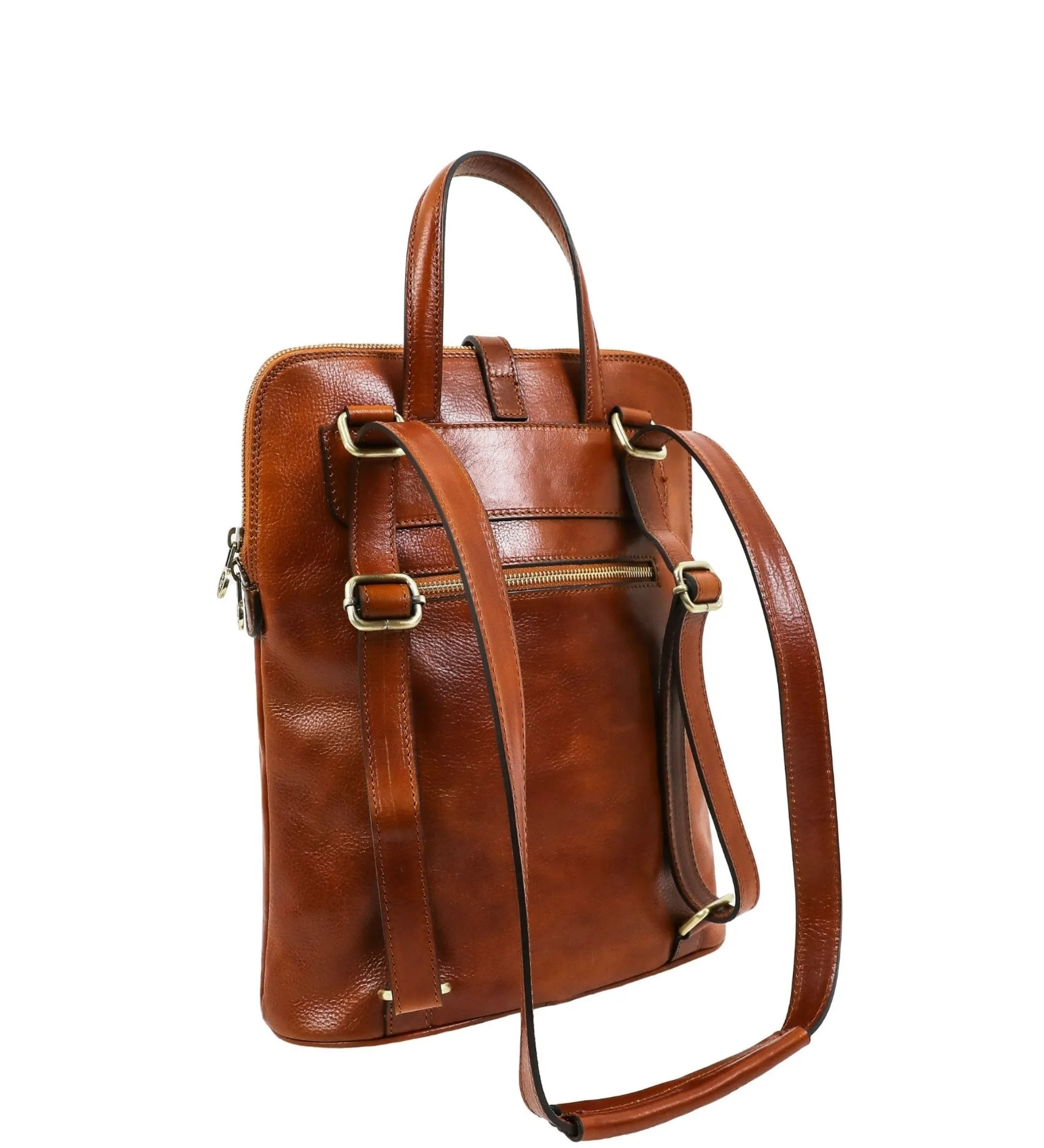 Womens Convertible Leather Backpack Shoulder Bag - Emma