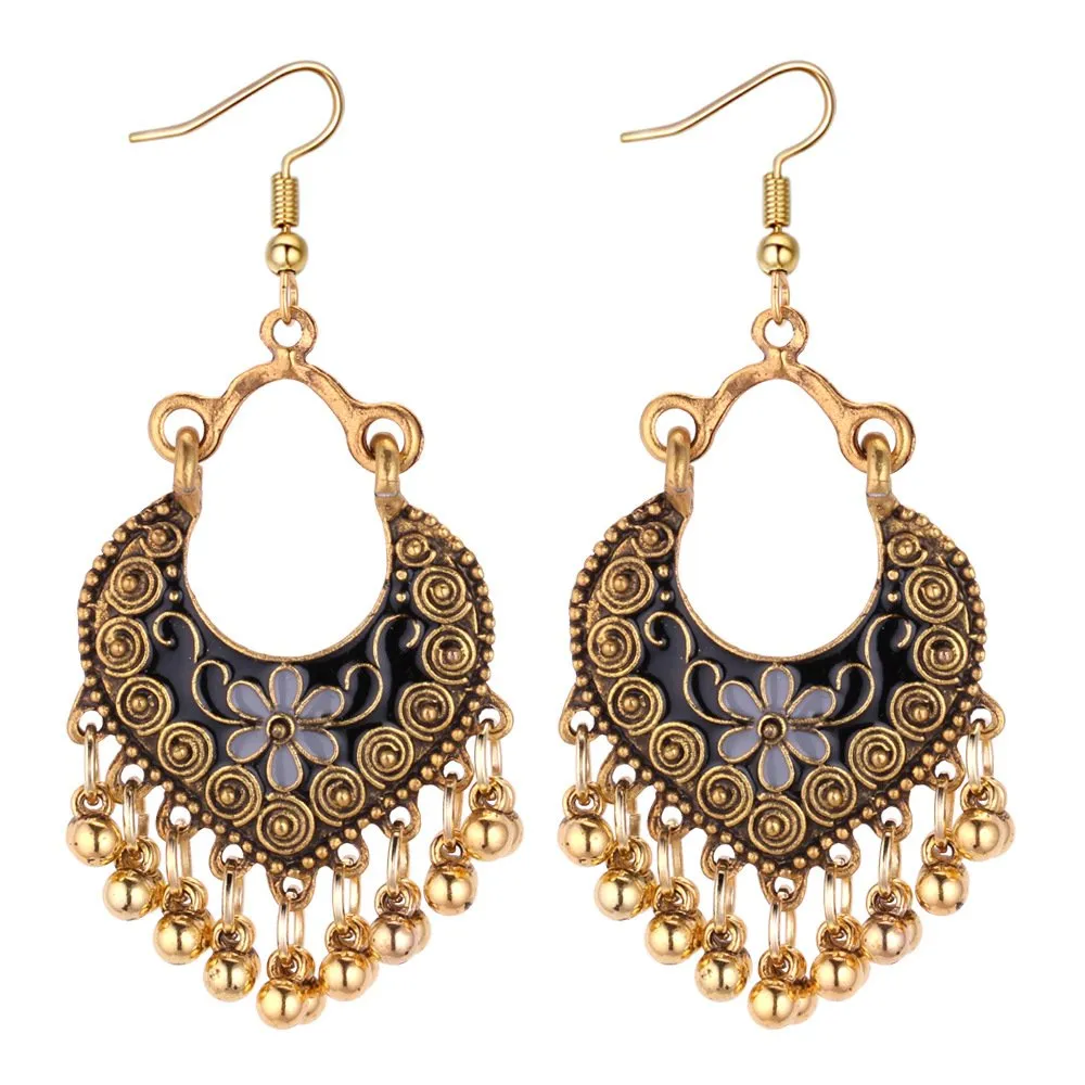 Yellow Chimes Antique Ethnic Fusion Chandbali Earrings for Women & Girls