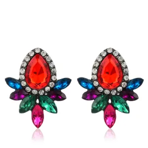 Yellow Chimes Sparkling Leafs Multicolor Stud Earring for Women & Girls