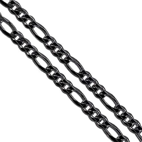 Yellow Chimes Trendy Classic Stainless Steel Figaro Chain Black Necklace for Men and Boys (22 Inch)